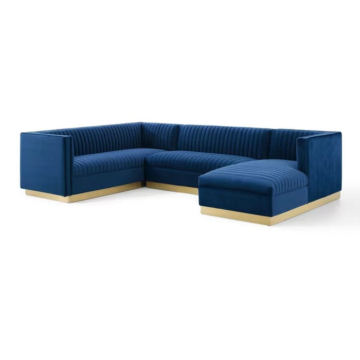 8 Seater Sofa Set: 123" Wide Velvet Symmetrical Sectional
