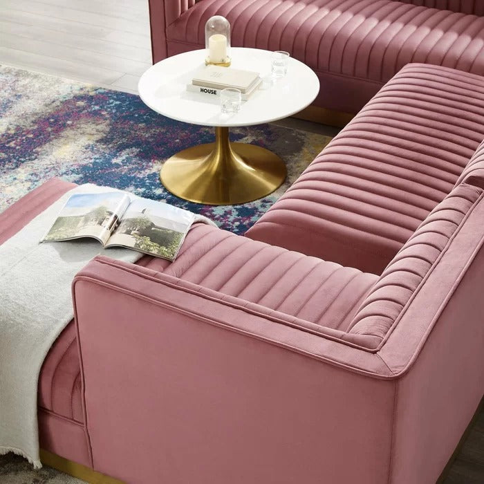 8 Seater Sofa Set: 123" Wide Velvet Symmetrical Sectional