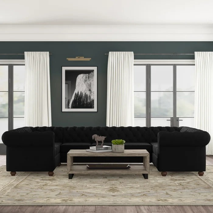 8 Seater Sofa Set: 135" Wide Linen Symmetrical Sectional