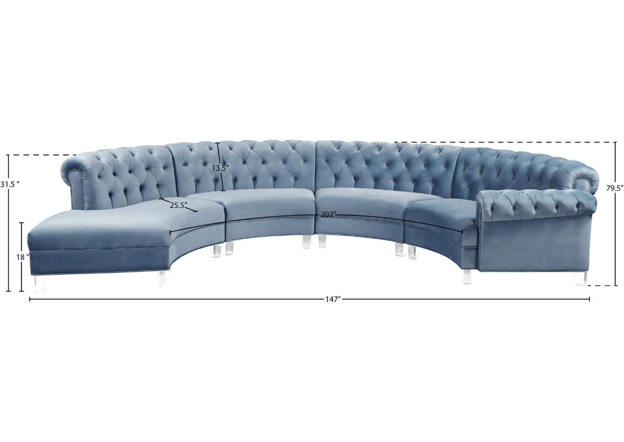 8 Seater Sofa Set: 147.5" Wide Velvet Symmetrical Modular Sectional