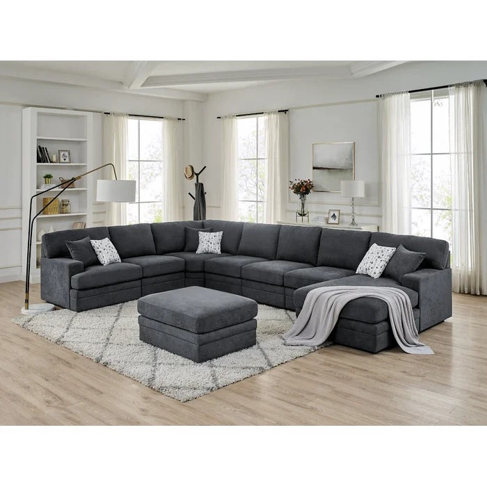 8 Seater Sofa Set: 167" Wide Modular Corner Sectional with Ottoman