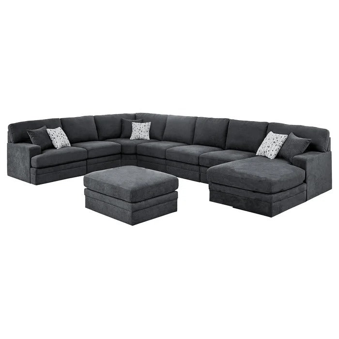 8 Seater Sofa Set: 167" Wide Modular Corner Sectional with Ottoman