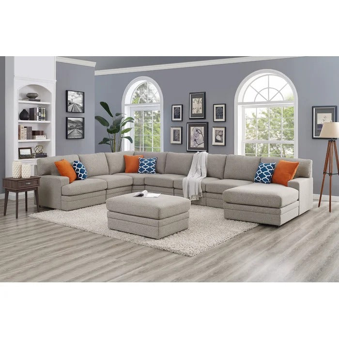 8 Seater Sofa Set: 167" Wide Modular Corner Sectional with Ottoman
