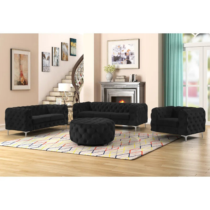 8 Seater Sofa Set: Velvet 4 Piece Living Room Sofa Set