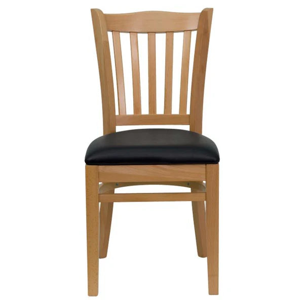 Cafe Chair: 19.25 in. Walnut Vertical Slat Back Restaurant Chair