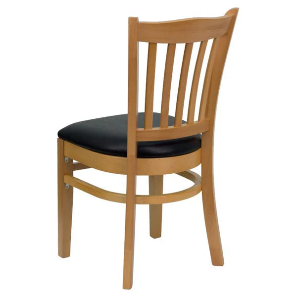 Cafe Chair: 19.25 in. Walnut Vertical Slat Back Restaurant Chair