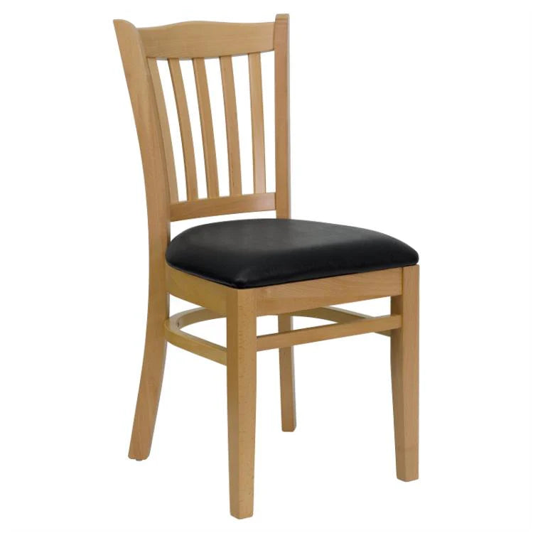 Cafe Chair: 19.25 in. Walnut Vertical Slat Back Restaurant Chair