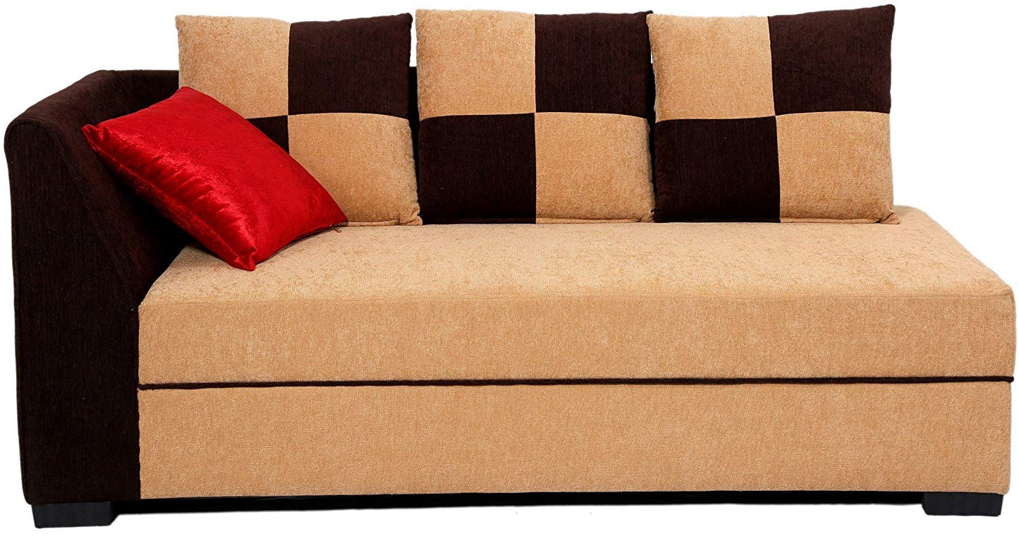 L Shape Sofa Set: Fabric Sofa Set (Beige Brown)