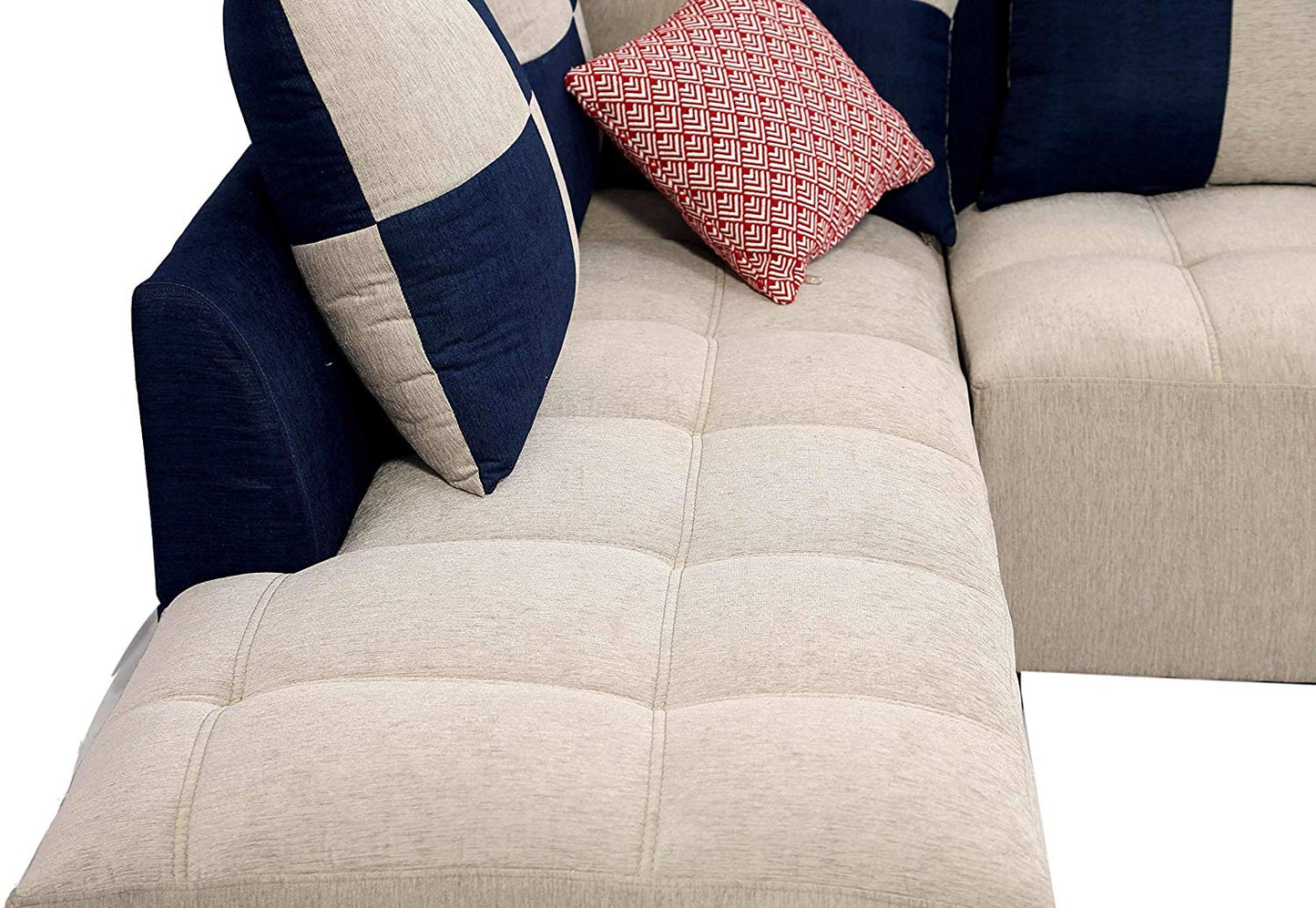 L Shape Sofa Set:- Daisuke Fabric Sofa Set (Beige & Brown)