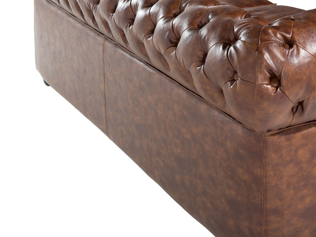 3 Seater Sofa Set:- Alden Artificial Chesterfield Leatherette Sofa Set (Golden Brown)