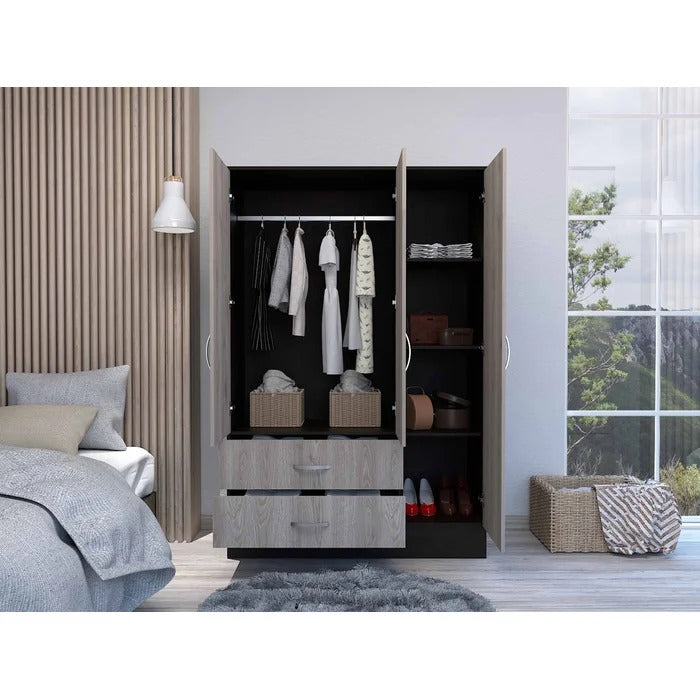 Almirah: 3 Door Wardrobe With Mirror and 2 Drawers