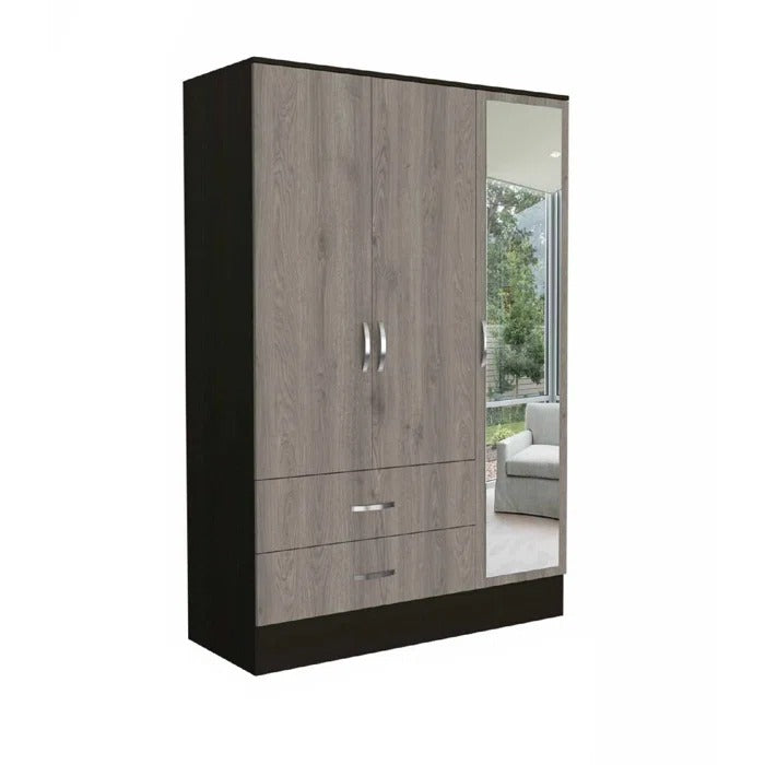 Almirah: 3 Door Wardrobe With Mirror and 2 Drawers