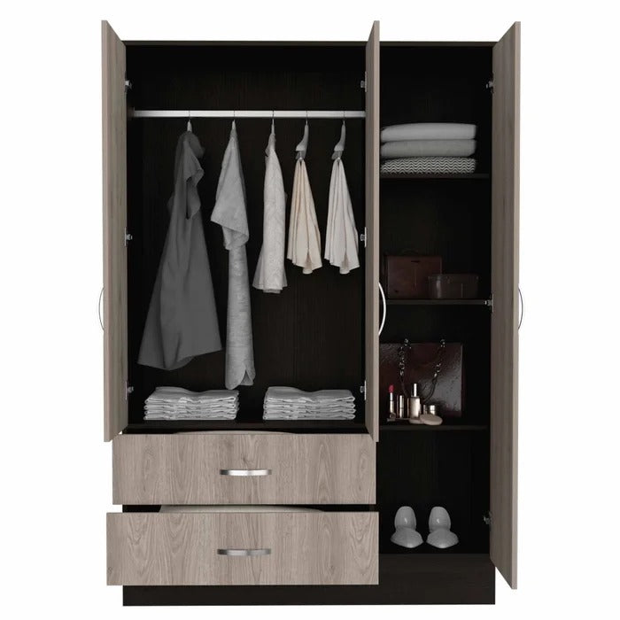 Almirah: 3 Door Wardrobe With Mirror and 2 Drawers