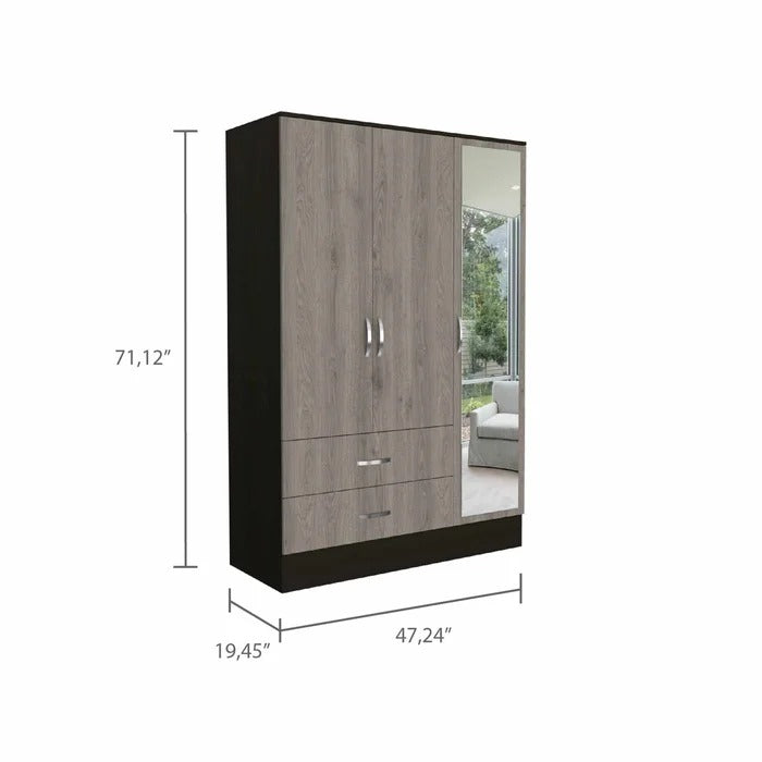Almirah: 3 Door Wardrobe With Mirror and 2 Drawers