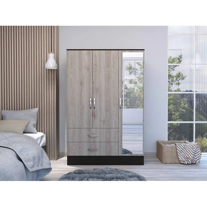 Almirah: 3 Door Wardrobe With Mirror and 2 Drawers