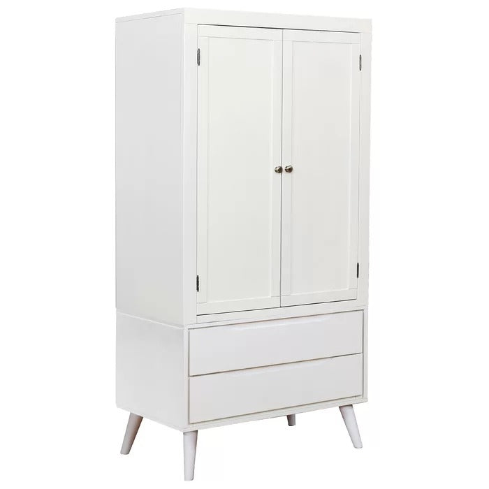 Almirah: 3 Shelves White Almirah with 2 Drawers