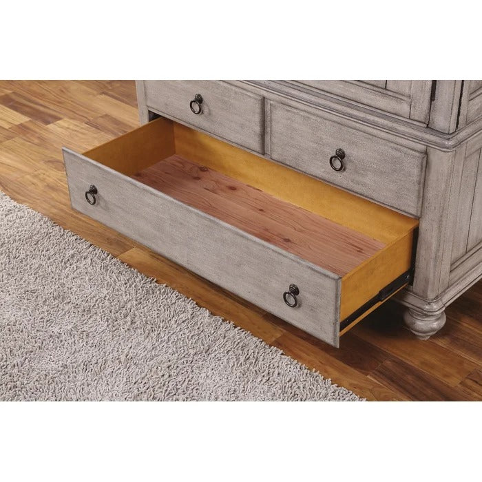 Almirah: Solid Wood Grey Almirah With 3 Drawers and Shelves