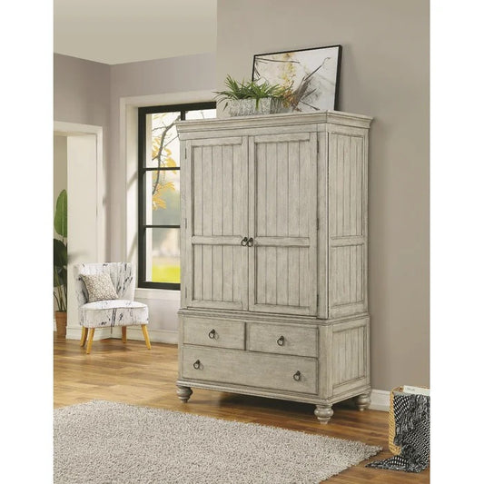Almirah: Solid Wood Grey Almirah With 3 Drawers and Shelves