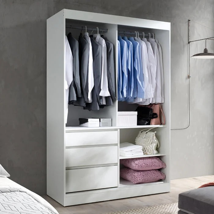 Almirah: White Soft Close Doors Almirah