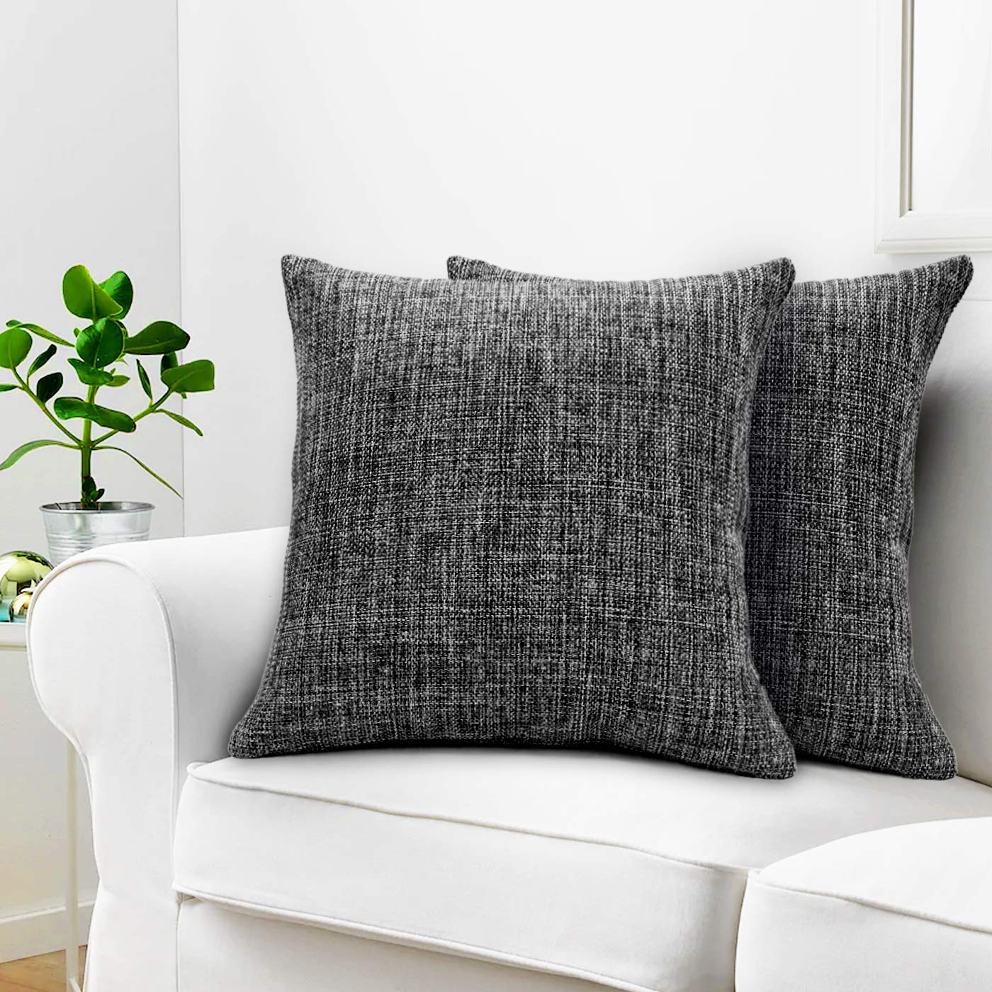 Plain Solid Jute Cushion Covers Brown Color (Set of 5)