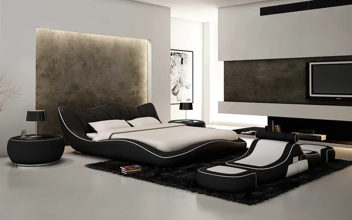 BED: DEV Modern Curved Leatherette Bed
