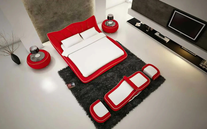 BED: DEV Modern Curved Leatherette Bed