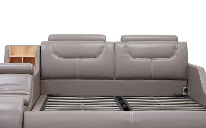 BED: OWL Leatherette Bed with Chaise and Storage