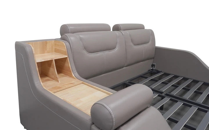 BED: OWL Leatherette Bed with Chaise and Storage