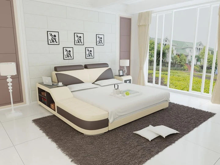 Queen Size Bed: Queen Leatherette Bed With Storage