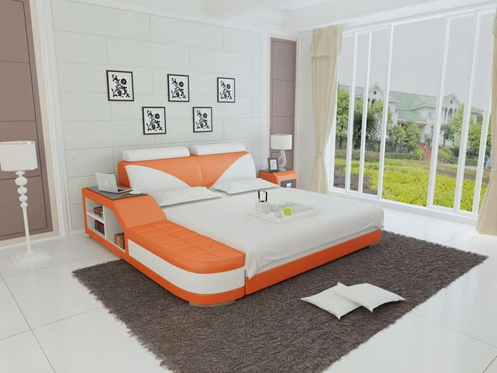 Queen Size Bed: Queen Leatherette Bed With Storage