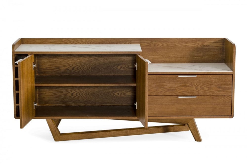 BUFFET TABLE: JOHN- Modern Marble & Walnut Buffet