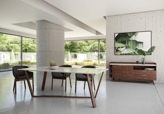 BUFFET TABLE JOHN- Modern Marble & Walnut Buffet