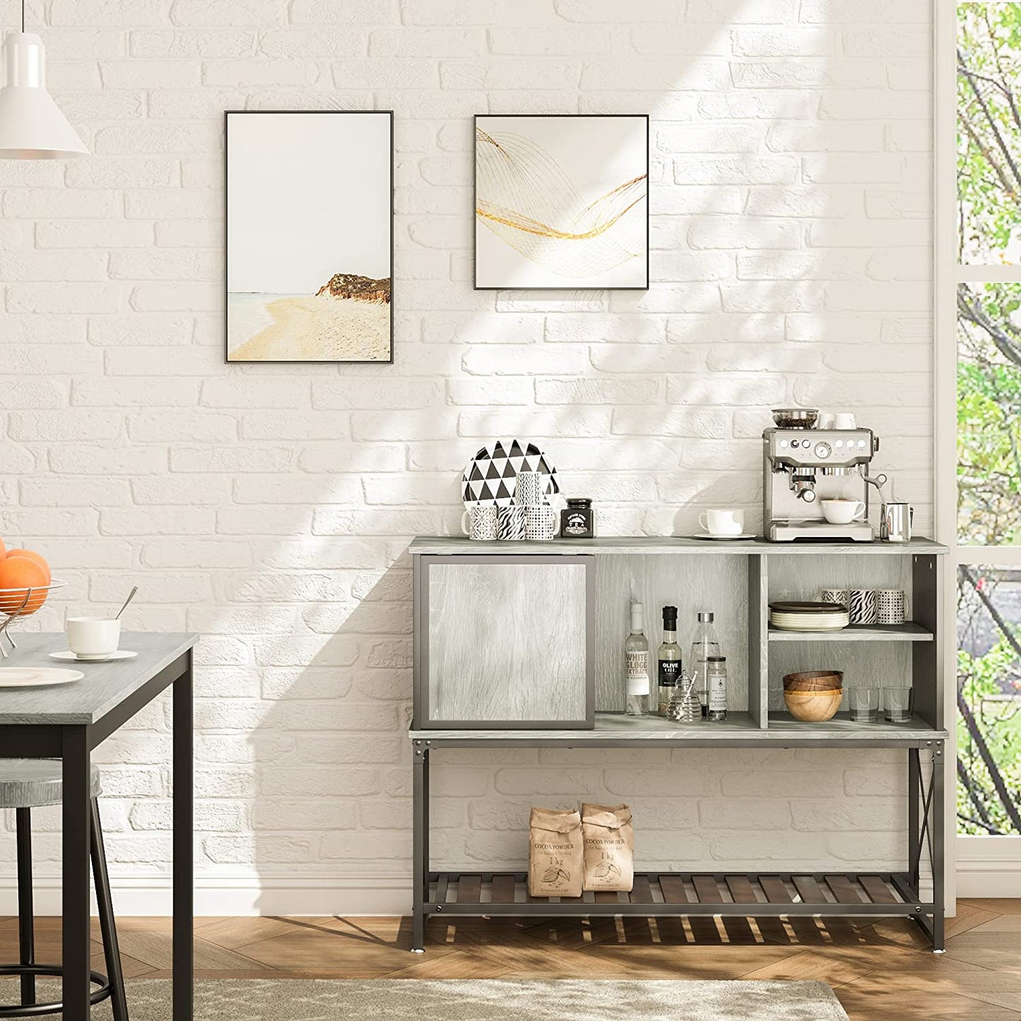 Bar Cabinet: Bar Cabinet with Adjustable Shelf Inside Kitchen Storage Cabinet