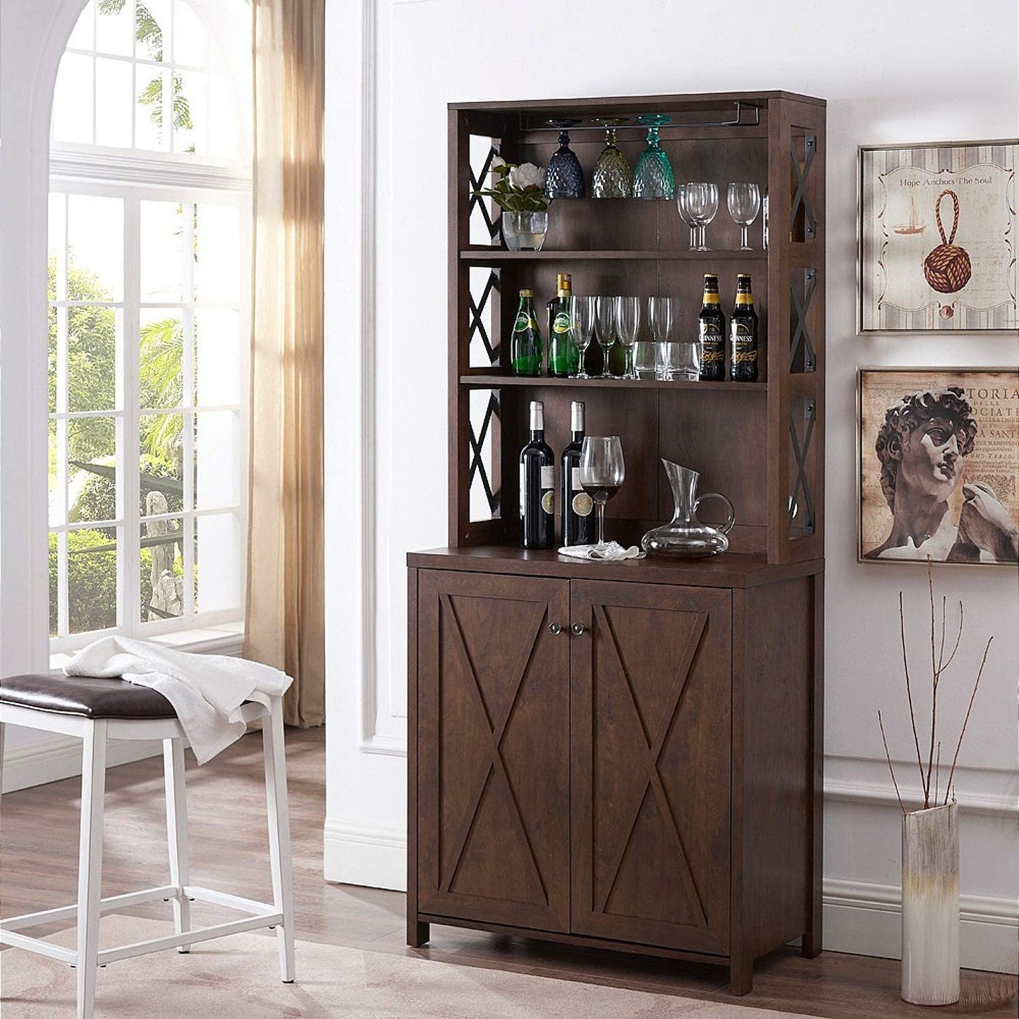 Bar Cabinet: Bar Cabinet with Microwave Stand