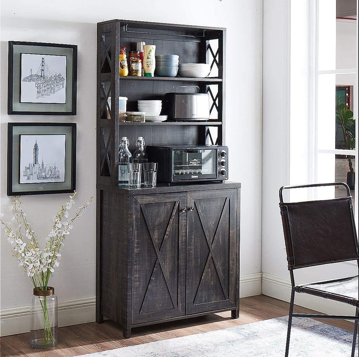 Bar Cabinet: Bar Cabinet with Microwave Stand