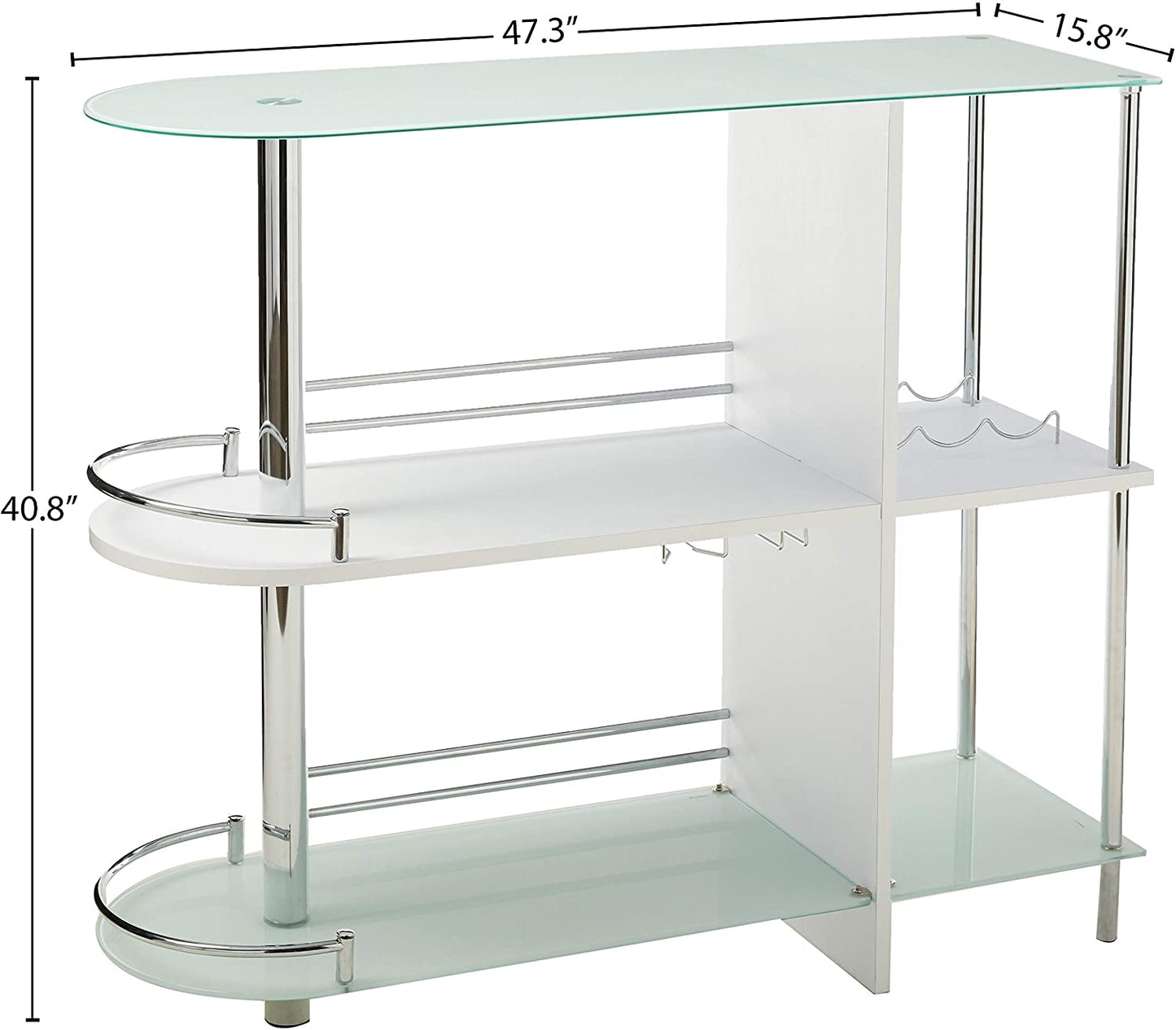 Bar Cabinet: Bar Table with Two Tempered Glass Shelves