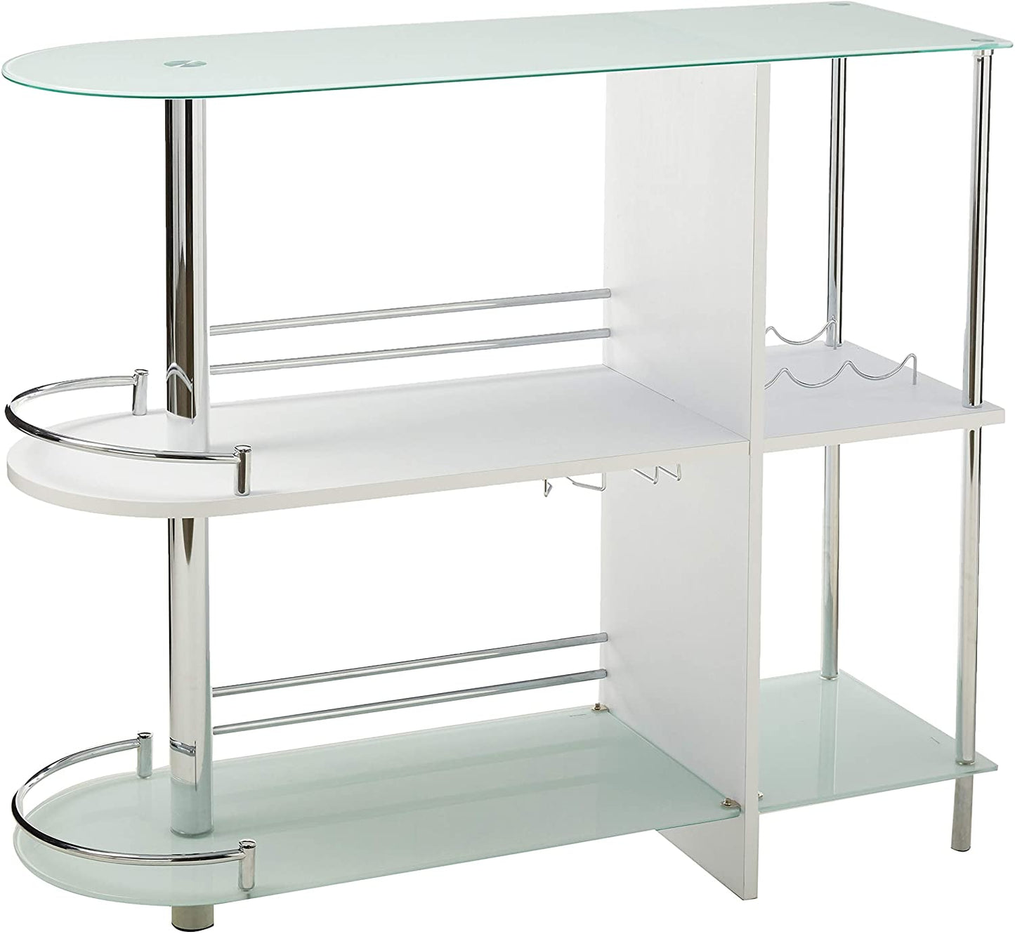 Bar Cabinet: Bar Table with Two Tempered Glass Shelves