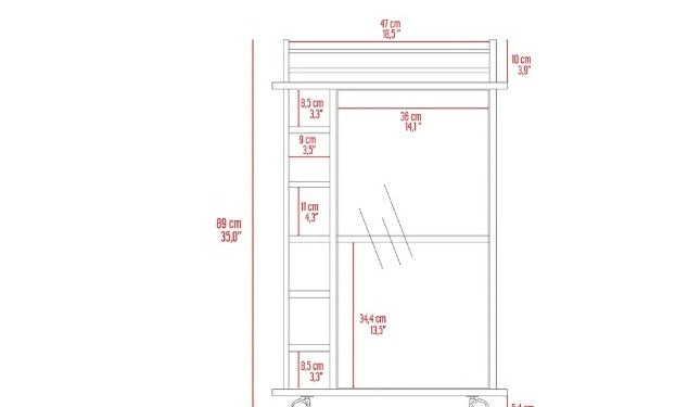 Bar Cabinet Bar with Glass Door, Dark Brown