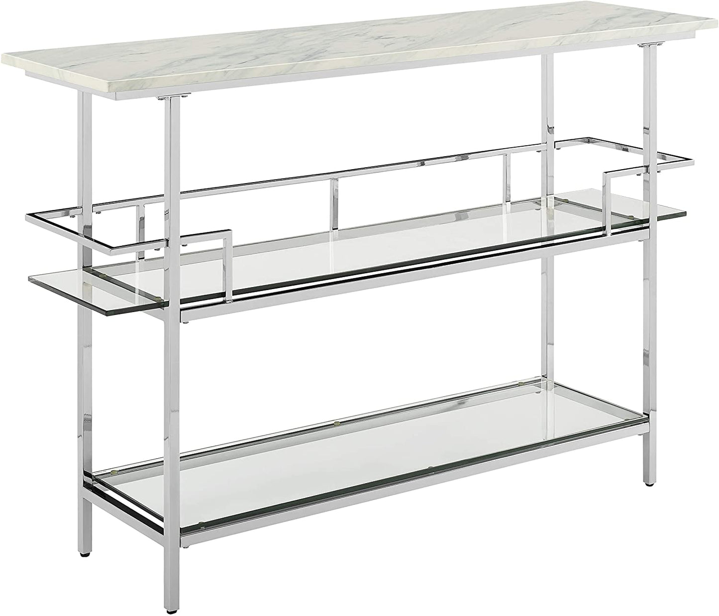 Bar Cabinet: Bar with Paper Marble Top, Chrome Finish