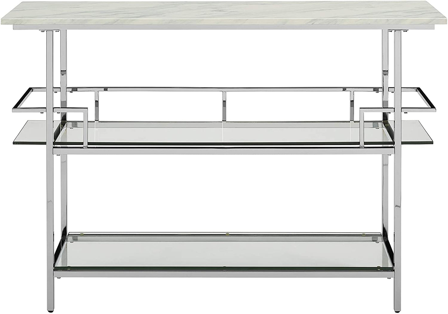 Bar Cabinet: Bar with Paper Marble Top, Chrome Finish