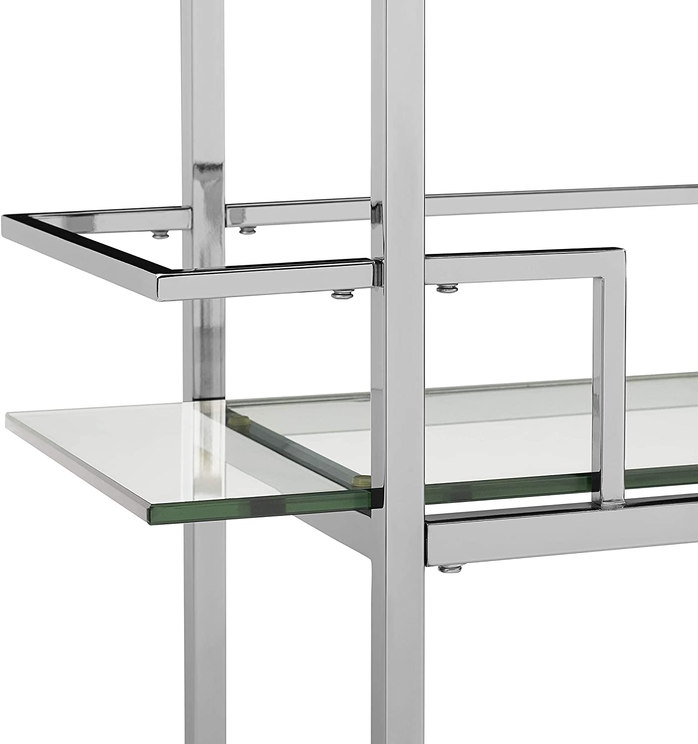 Bar Cabinet: Bar with Paper Marble Top, Chrome Finish