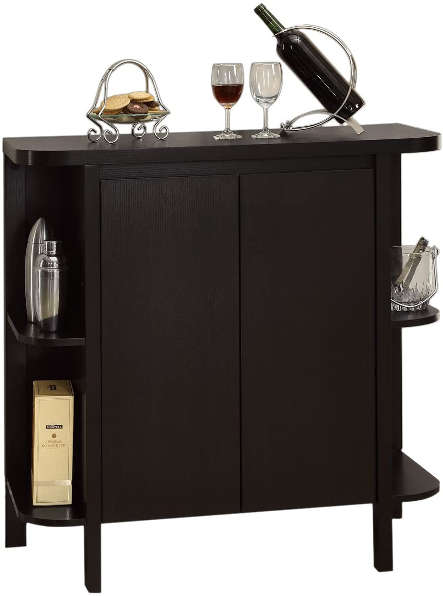 Bar Cabinet: Cappuccino Finish Modern Bar Cabinet