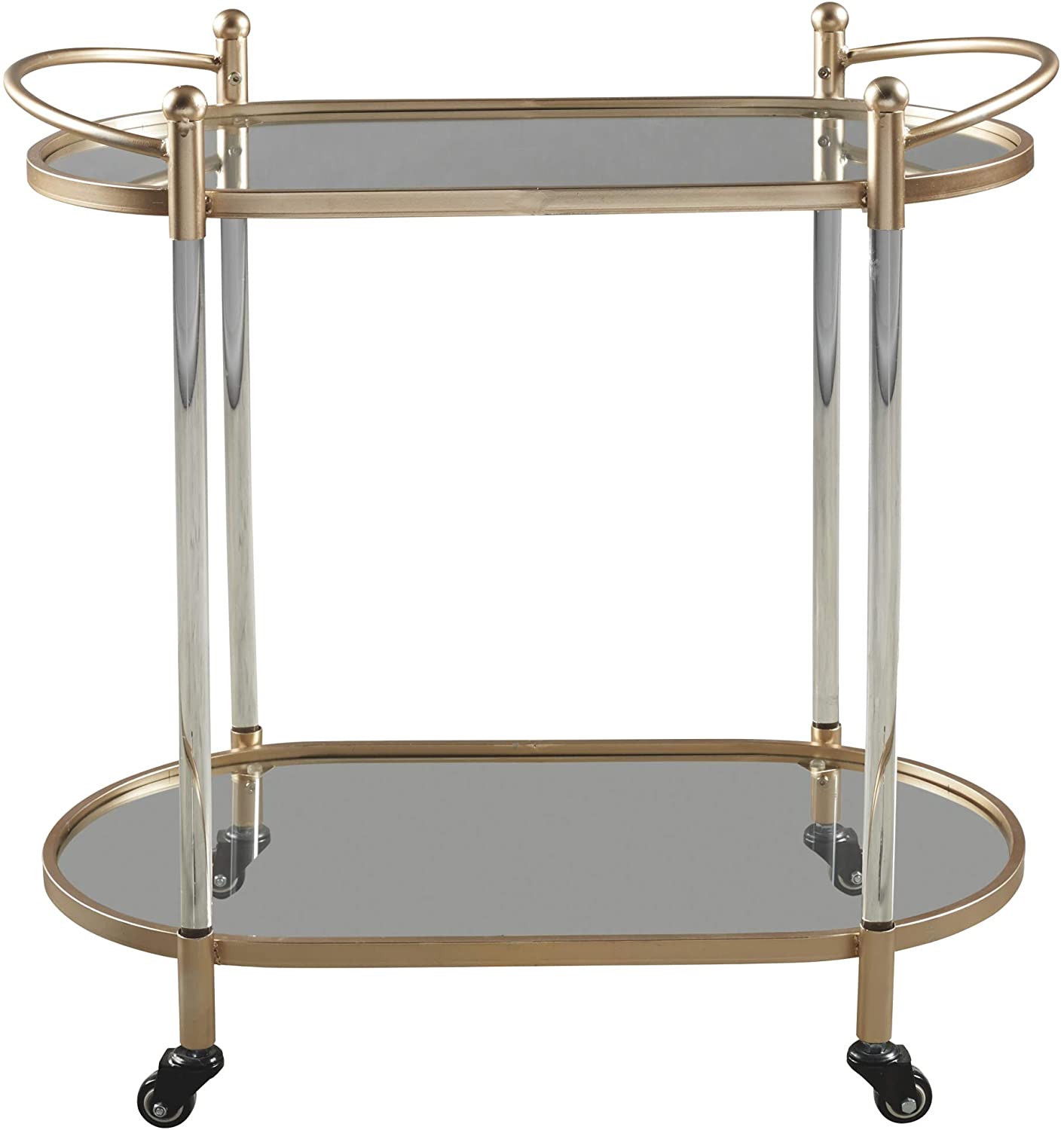 Bar Cabinet: Clear/Gold Finish Bar Cart