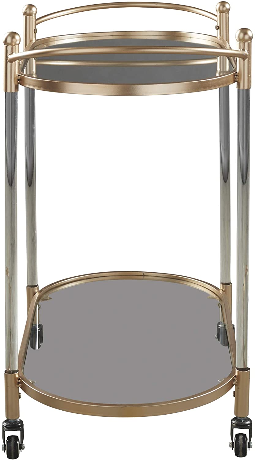 Bar Cabinet: Clear/Gold Finish Bar Cart