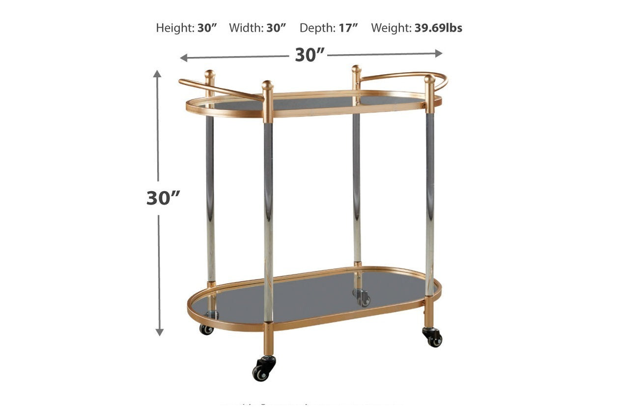 Bar Cabinet Clear Gold Finish Bar Cart