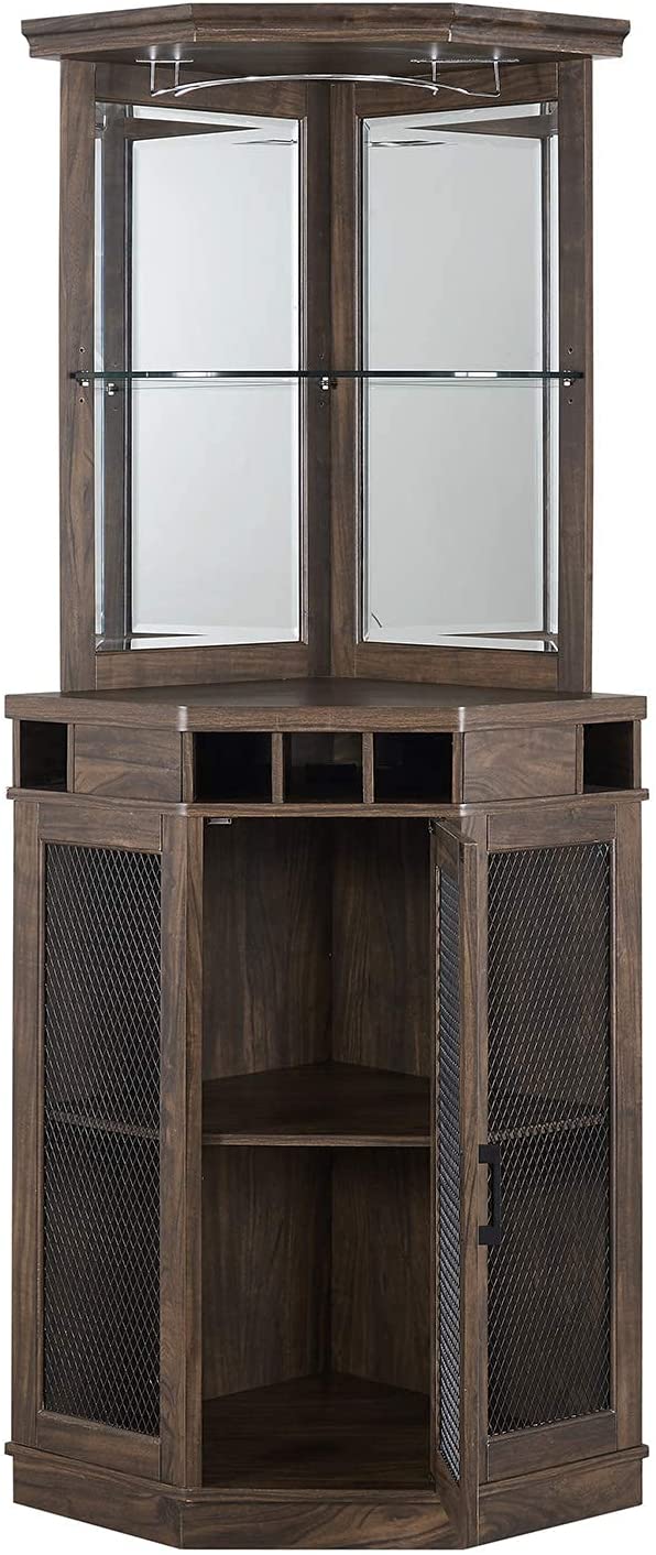 Bar Cabinet: Corner Bar Unit with Shelves