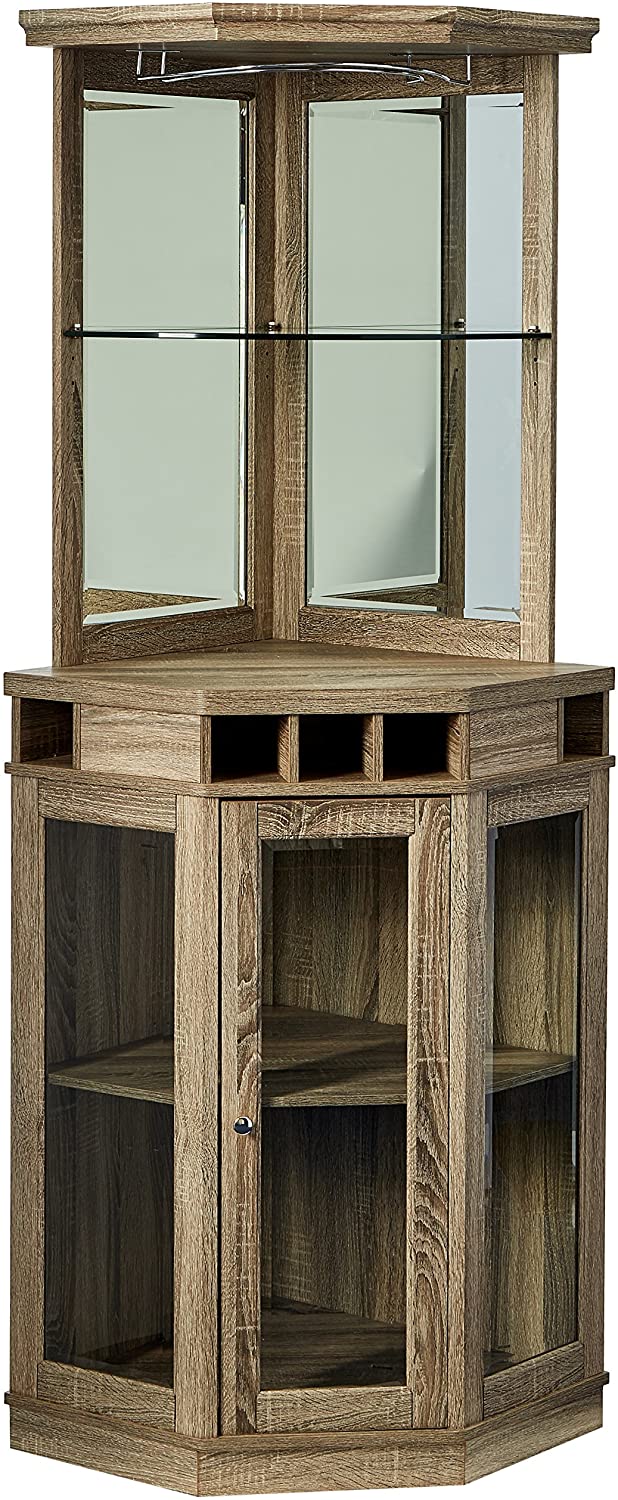 Bar Cabinet: Corner Bar Unit with Shelves