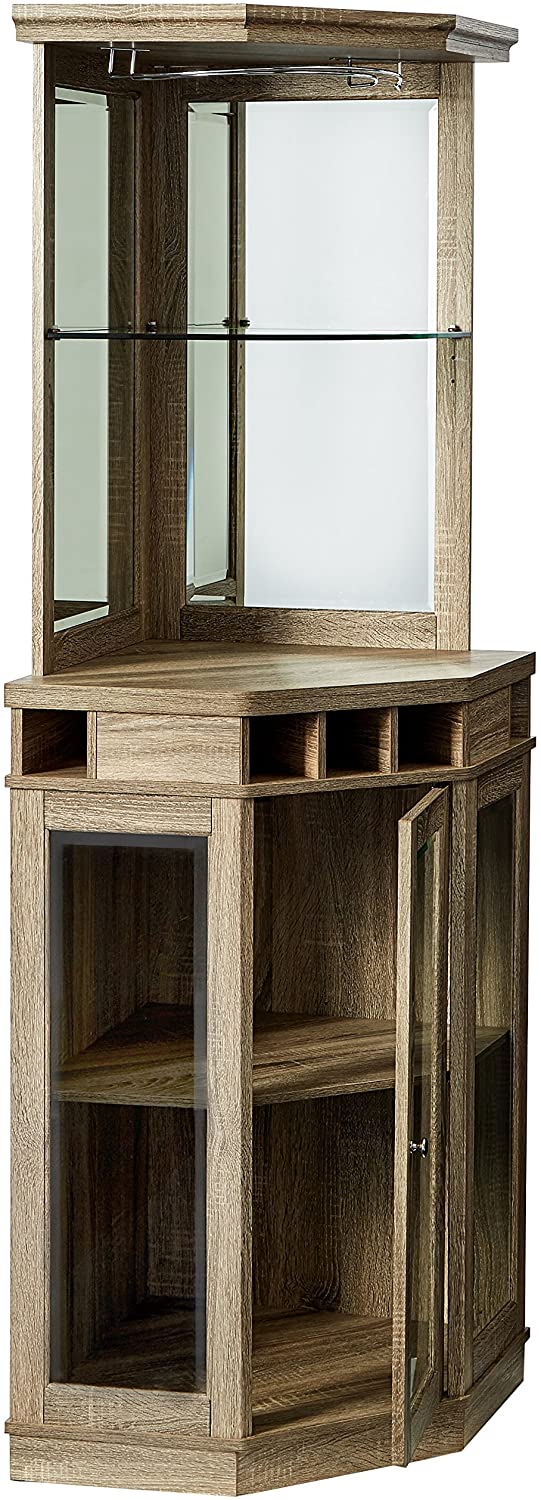 Bar Cabinet: Corner Bar Unit with Shelves