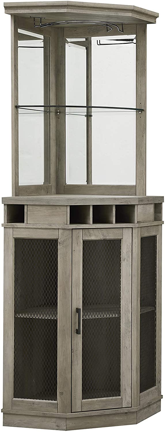 Bar Cabinet: Corner Bar Unit with Shelves