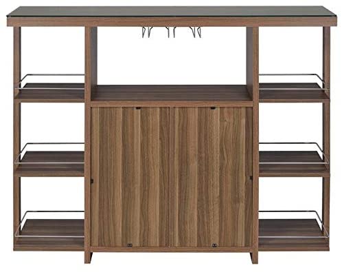 Bar Cabinet: Modern Home Bar with Wine Storage in Walnut